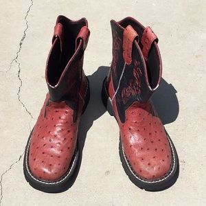 Roper Leather Ostrich Boot